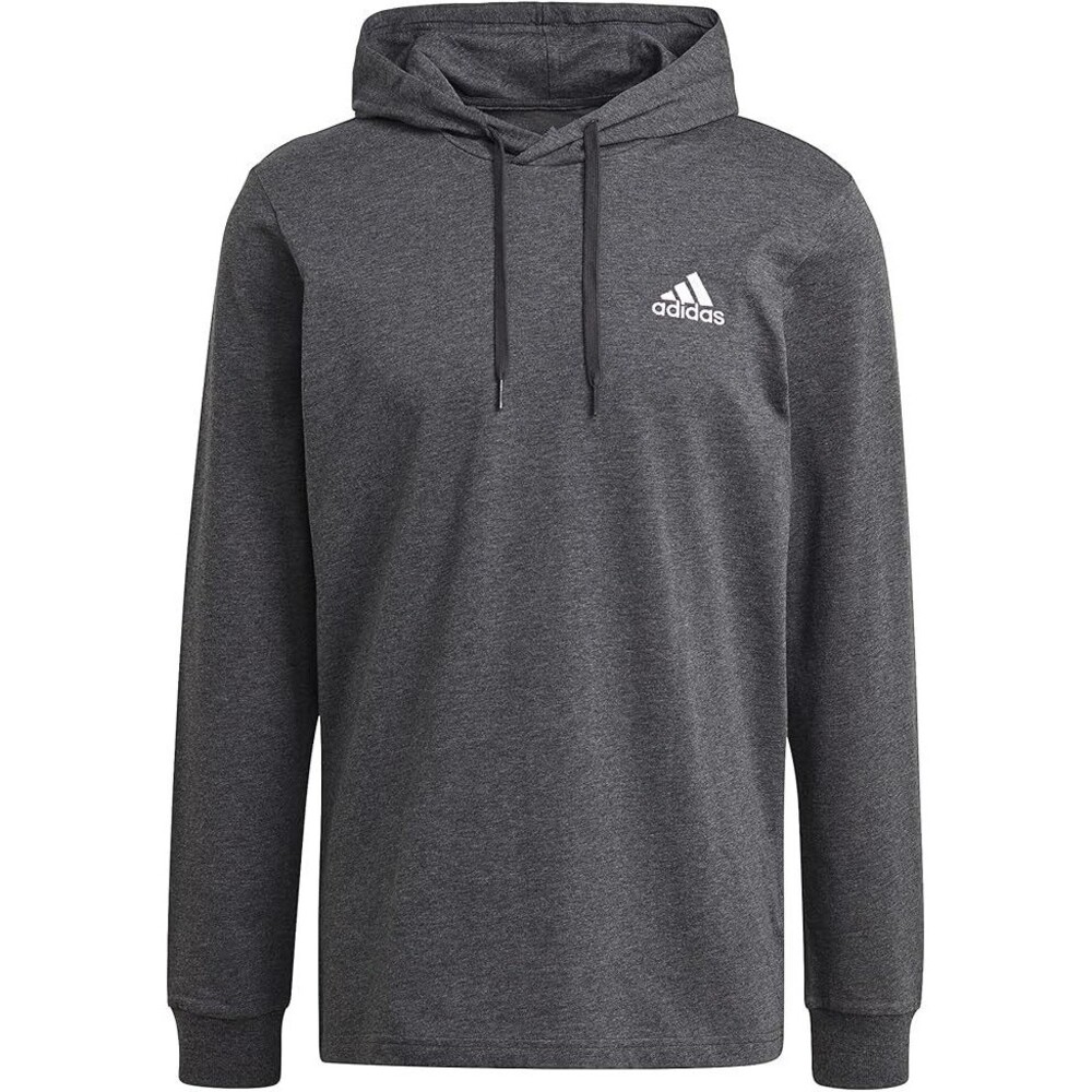 adidas Men's Small Logo Single Jersey Hoodie Dark Gray Heather XL NWT